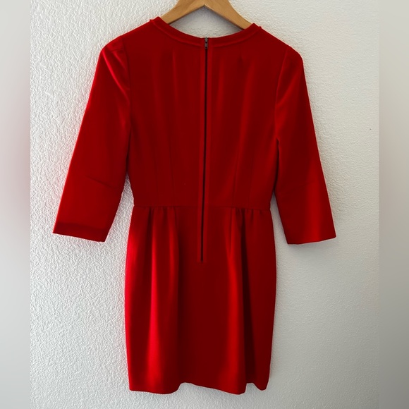 J Crew Anytime Dress | Red Wool Blend | 3/4 Sleeve Sheath Dress - Picture 2 of 4